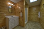 Full Bathroom in the Lower Level with a Shower Stall 